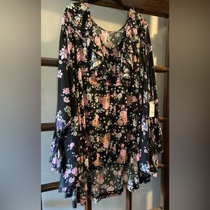 Free People flower fields mini dress, black floral/dark combo
